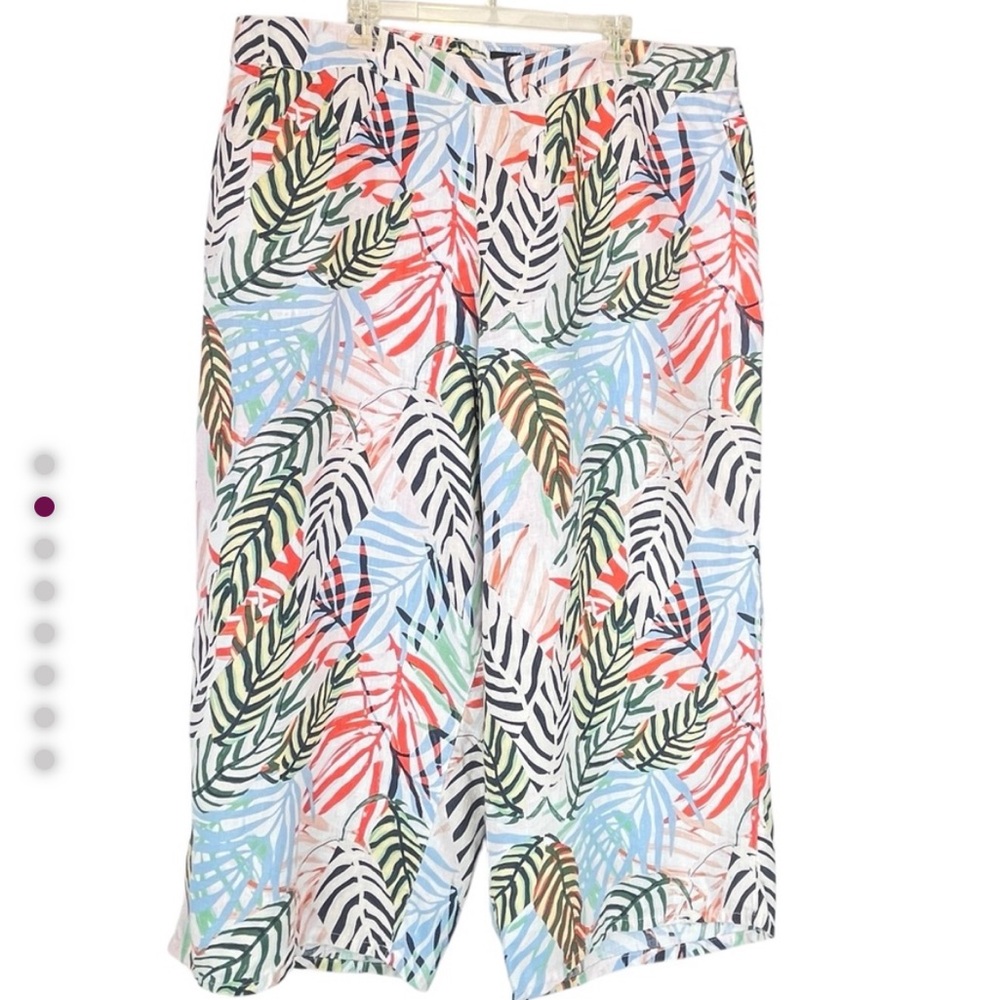 Tahari Multicolor Tropical Print Wide Leg Pants